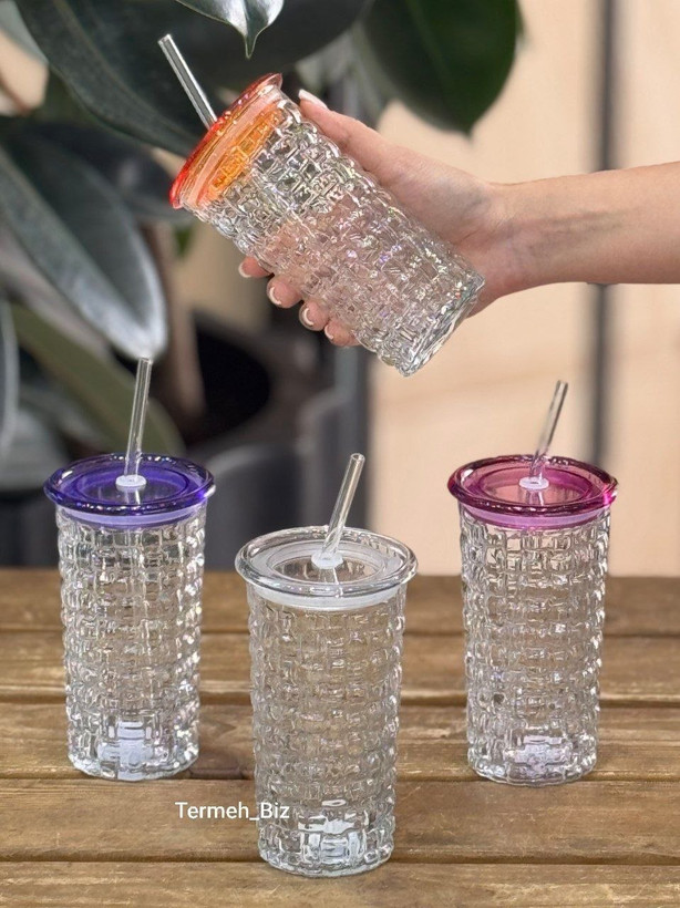 لیوان اسموتی حصیری نی دار 🧋